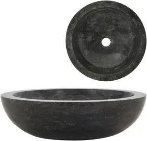 vidaXL Sink 15.7"x4.7" Marble Black