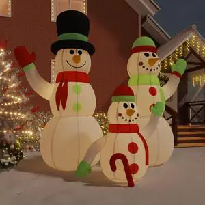vidaXL Inflatable Snowman Family with LEDs 16 ft
