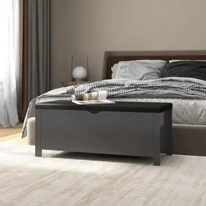 vidaXL Storage Box with Cushion Gray 41.3"x15.7"x17.7" Engineered Wood