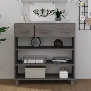 vidaXL Console Table HAMAR Light Gray 35.4"x13.8"x35.4" Solid Wood Pine vidaXL Console Table HAMAR Light Gray 35.4"x13.8"x35.4" Solid Wood Pine