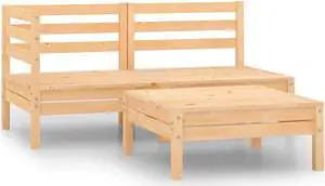 vidaXL 3 Piece Patio Lounge Set Solid Pinewood