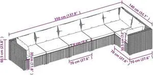 vidaXL Patio Lounge Set Outdoor Sectional Sofa Set 6 Piece Poly Rattan Black