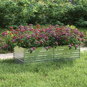 vidaXL Garden Raised Bed 63"x31.5"x17.7" Galvanized Steel Silver