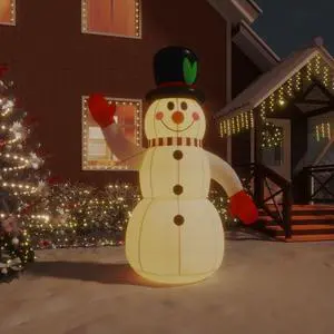 vidaXL Inflatable Snowman with LEDs Holiday Blow up Ornaments Decorations