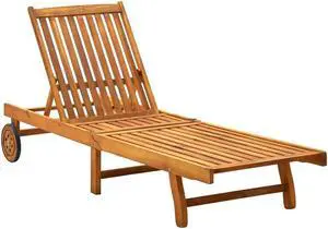 vidaXL Patio Sun Lounger with Cushion Solid Acacia Wood vidaXL Patio Sun Lounger with Cushion Solid Acacia Wood
