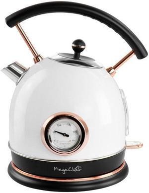 Megachef 1.8 Liter Half Circle Electric Tea Kettle With Thermostat In White