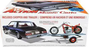 Skill 2 Model Kit 1980 Chevrolet Monte Carlo "Class Action" With Motorcycle And Trailer (Skill 2) 1/25 Scale Model Car By Mpc