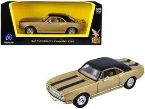1967 Chevrolet Camaro Z-28 Gold with Black Stripes and Black Top 1/43 Diecast Model Car by Road Signature
