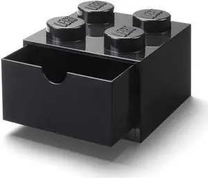 LEGO Desk Drawer 4 Knobs Stackable Storage Box | Black