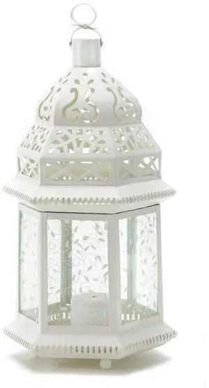 Vine Patterned Glass Garden Lantern - 15 inches