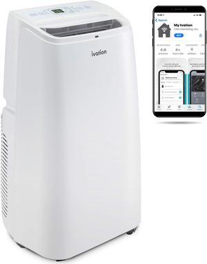 Ivation 13,000 BTU Portable Air Conditioner with Wi-Fi for Rooms Up to 500 Sq Ft (8,500 BTU SACC) 3-in-1 Smart App Control Cooling System, Dehumidifier and Fan with Remote, Exhaust Hose & Window Kit