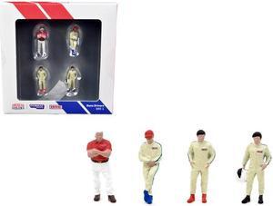 "Race Drivers" 4 Piece Diecast Figure Set "BRE" for 1/64 Scale Models by Tarmac Works & American Diorama
