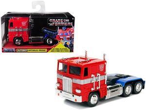 G1 Autobot Optimus Prime Truck Red with Robot on Chassis from "Transformers" TV Series "Hollywood Rides" Series 1/32 Diecast Model by Jada