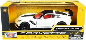 2019 Chevrolet Corvette C7 ZR1 White and Black with Red Interior "History of Corvette" Series 1/24 Diecast Model Car by Motormax