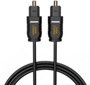 Optical Digital Audio Cable 6FT, Slim Fiber Optic Toslink Gold Plated Optical S/PDIF Cord for Home Theater, Sound Bar, TV, PS4, Xbox, VD/CD Player, Game Console& More, Black/OD:2.2mm