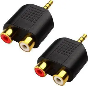 Vszerda LEMENG (2-Pack) Gold Plated 3.5mm Stereo to 2-RCA Male to Female Audio Splitter, Dual RCA Jack Adapter