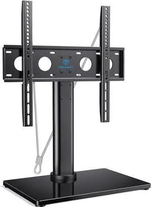 Universal TV Stand - Table Top TV Stand for 32-55 Inch LCD LED TVs - Height Adjustable TV Base Stand with Tempered Glass Base & Wire Management & Security Wire, Holds up to 88lbs,VESA 400x400mm