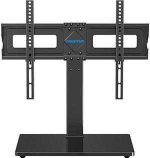 MOUNTUP Universal TV Stand, Table Top TV Stands for 37 to 65, 70 Inch Flat Screen TVs - Height Adjustable, Tilt, Swivel TV Mount with Tempered Glass Base Holds up to 88 lbs, Max VESA 600x400mm MU0031