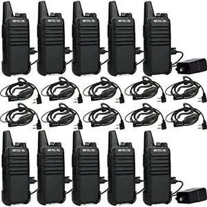 Retevis RT22 2 Way Radios Walkie Talkies,Rechargeable Long Range Two Way Radio,16 CH VOX Small Emergency 2 Pin Earpiece Headset,for School Retail Church Restaurant (Packed in Pairs with 5 Boxes)