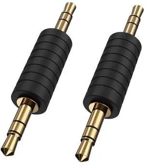 2 Pack 3.5mm 1/8 Stereo Jack to 3.5mm Audio Male to Male Adapter Connectors Gold Plated Compatible with for TaoTronics, Mpow BH129 Bluetooth Receiver