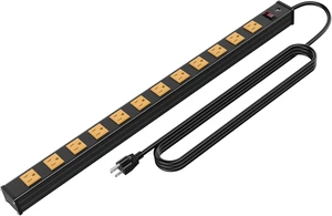 12 Outlets Heavy Duty Metal Socket Power Strip, 6-Foot Long Extension Cord with Circuit Breaker. Mounting Brackets Included,Workshop/Industrial use, ETL CertifiedYellow 12 Outlets Heavy Duty Metal Socket Power Strip, 6-Foot Long Extension Cord with Circuit Breaker. Mounting Brackets Included,Workshop/Industrial use, ETL CertifiedYellow
