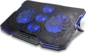 ENHANCE Cryogen Gaming Laptop Cooling Pad - Fits up to 17 inch Computer - Adjustable Laptop Cooling Stand with 5 Ultra Quiet Cooler Fans, 2 USB Ports and LED Lighting - Slim Portable Design 2500 RPM