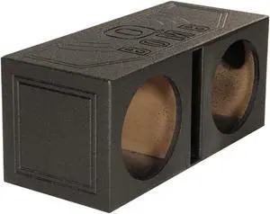 QBOMB10V Dual 10 Inch Vented Port Subwoofer Sub Box, 1 Cubic Foot per Sub, Tuning Frequency 40 hZ, with Bedliner Spray QBOMB10V Dual 10 Inch Vented Port Subwoofer Sub Box, 1 Cubic Foot per Sub, Tuning Frequency 40 hZ, with Bedliner Spray