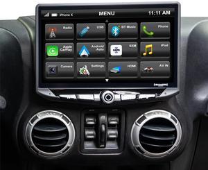 STINGER Wrangler JK Stereo Replacement HD Touchscreen Radio with Android Auto  Apple CarPlay  Handsfree Bluetooth  Dual USB Includes All-in-one Dash Kit & Interface  2007-2018 (STH10JK)