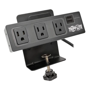 Eaton TLP310USBC 3 Outlet Desk Clamp Surge Protector + 2 USB 510 Joules, 10ft Extension Cord Power Cable, Power Strip, EMI/RFI Filtering, & $20,000 Insurance Eaton TLP310USBC 3 Outlet Desk Clamp Surge Protector + 2 USB 510 Joules, 10ft Extension Cord Power Cable, Power Strip, EMI/RFI Filtering, & $20,000 Insurance