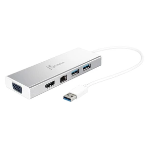 j5create USB 3.0 Hub with HDMI, VGA, RJ45 Gigabit Ethernet, 2 USB 3.1 | High Speed Data Transfer Adapter for Mac, Windows, Desktop PC - Supports Up to 2K Resolution (JUD380)