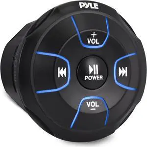 Pyle Amplified Wireless Bluetooth Audio Controller - 300 Watt Bluetooth Media Button  Waterproof Marine Receiver Remote Control W/Aux  Mount for Car Truck Boat Marine Powersport Vehicles - PLMRBT18