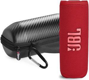JBL FLIP 6 Waterproof Portable Speaker Bundle with gSport Carbon Fiber Case (Red)