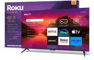 Roku 65"" Plus Series 4K Dolby Vision HDR10+ QLED Smart RokuTV with Voice Remote Pro  Striking 4K Resolution  Automatic Brightness  Dolby Vision and HDR10+