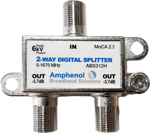 2Way Digital Coaxial Splitter, MoCA 2.5 Compatible, ABS312H 2Way Digital Coaxial Splitter, MoCA 2.5 Compatible, ABS312H