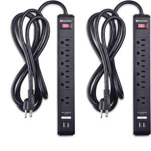 [Etl Listed] Cable Matters 2-Pack 6-Outlet Surge Protector Power Strip With Usb Ports  8 Ft  Long Extension Cord  Surge Protector With Usb Ports In Black