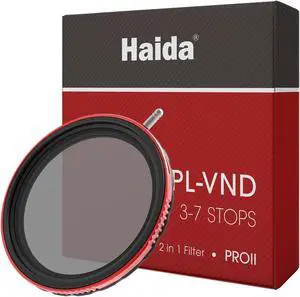 Haida Filter For Camera Pro Ii Multi-Coating Circular Polarizer + Variable Neutral Density Slr Camera Lens Filter Waterproof Scratch Resistant Nano-Coating Cpl + Vnd Filter 82Mm(2 In 1)