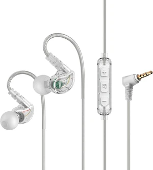 M6 Sport Wired Earbuds, in Ear Headphones, 3-Button Remote, Sweatproof Earphones for Running/Gym/Workouts with Memory Wire Earhooks, Headset Microphone, 3.5mm Jack Plug (Clear) M6 Sport Wired Earbuds, in Ear Headphones, 3-Button Remote, Sweatproof Earphones for Running/Gym/Workouts with Memory Wire Earhooks, Headset Microphone, 3.5mm Jack Plug (Clear)