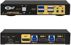 CKL DisplayPort KVM Switch (8K@30Hz for 2 Computers 1 Monitor)