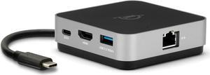 OWC USB-C Travel Dock E, 6 Port, Bus-Powered, USB Type-C 100W Pass Through, one 4K Display, (2) USB 3.2 Type-A, HDMI, SD Card, Gigabit Ethernet, Compatible with Thunderbolt Devices