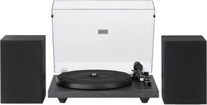 Crosley C62C Turntable Hifi System Record Player With Speakers  Adjustable Tonearm  Moving Magnet Cartridge  Bluetooth Receiver  40W Per Channel  And Anti-Skate  Black