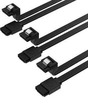 SATA III (6 Gbit/s) Right Angle Data Cable with Locking Latch for HDD/SSD/CD and DVD Drives (3 Pack 20 Inch) in Black (CB-SRK3) SATA III (6 Gbit/s) Right Angle Data Cable with Locking Latch for HDD/SSD/CD and DVD Drives (3 Pack 20 Inch) in Black (CB-SRK3)