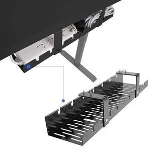 Under Desk Cable Management Tray, Metal Raceway Wires Cable Tidy Organizer, Office and Home Cable Tray Use for Standing Desk (Black) Under Desk Cable Management Tray, Metal Raceway Wires Cable Tidy Organizer, Office and Home Cable Tray Use for Standing Desk (Black)