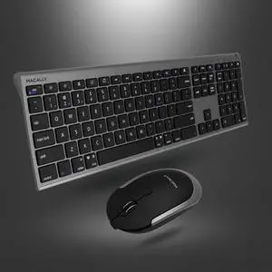 Macally Premium Bluetooth Keyboard And Mouse For Mac | Compatible Apple Wireless Keyboard And Mouse Combo (110 Keys Multi-Device Rechargeable) Keyboard Mouse For Macbook Pro/Air And Imac - Space Gray