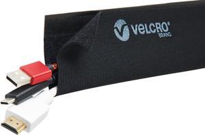 Velcro Brand Mountable Cable Sleeve | Cord Management Mounts On Walls  Desk Or Entertainment Center | Removable Adhesive Is Damage Free | 8In Black  2Pk  8In - 2Pk