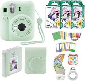 Fujifilm Instax Mini 12 Instant Camera With Case  60 Fujifilm Prints  Decoration Stickers  Frames  Photo Album And More Accessories (Mint Green)