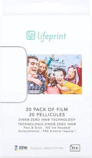 20 pack of film for Augmented Reality Photo AND Video Printer. 3x4.5 Zero Ink sticky backed film 20 pack of film for Augmented Reality Photo AND Video Printer. 3x4.5 Zero Ink sticky backed film