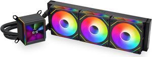Lian Li Ga Ii Lcd 360Mm Aio - Asetek 8Th Gen - 2.88  Ips Lcd Screen Liquid Cooler - Screen Recording For Videos And Photos - Pre-Installed Daisy-Chained Argb Fans Or Uni Fan Sl-Inf Fans (Ga2Alcd36Inb)