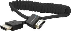 Kondor Blue 4K Hdmi To Hdmi Thin Short Coiled Braided Cable For On-Camera Monitors  Capture Cards + More | 4K/60Hz | 18Gbps 3D Hdr Metadata | 12"" ~ 24"" Inch | Black