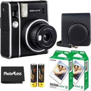 Fujifilm Instax Mini 40 Instant Camera Vintage Black  Fuji Instax Mini Film 20 Sheets  Protective Carry Case  Value Bundle