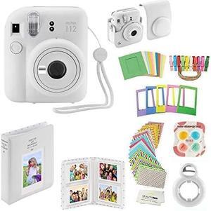Fujifilm Instax Mini 12 Instant Camera With Case  Decoration Stickers  Frames  Photo Album And More Accessory Kit (Clay White)